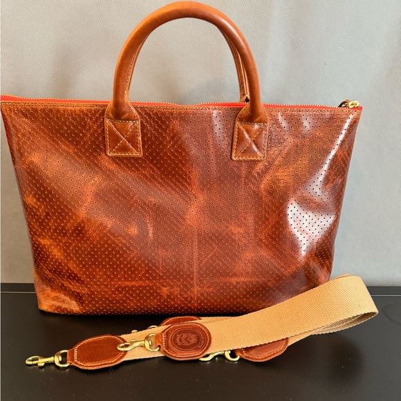 Blair Ritchey MINI HUGH PERFORATED CHESTNUT with POPPY ZIPPER Beautiful Leather - Picture 3 of 15